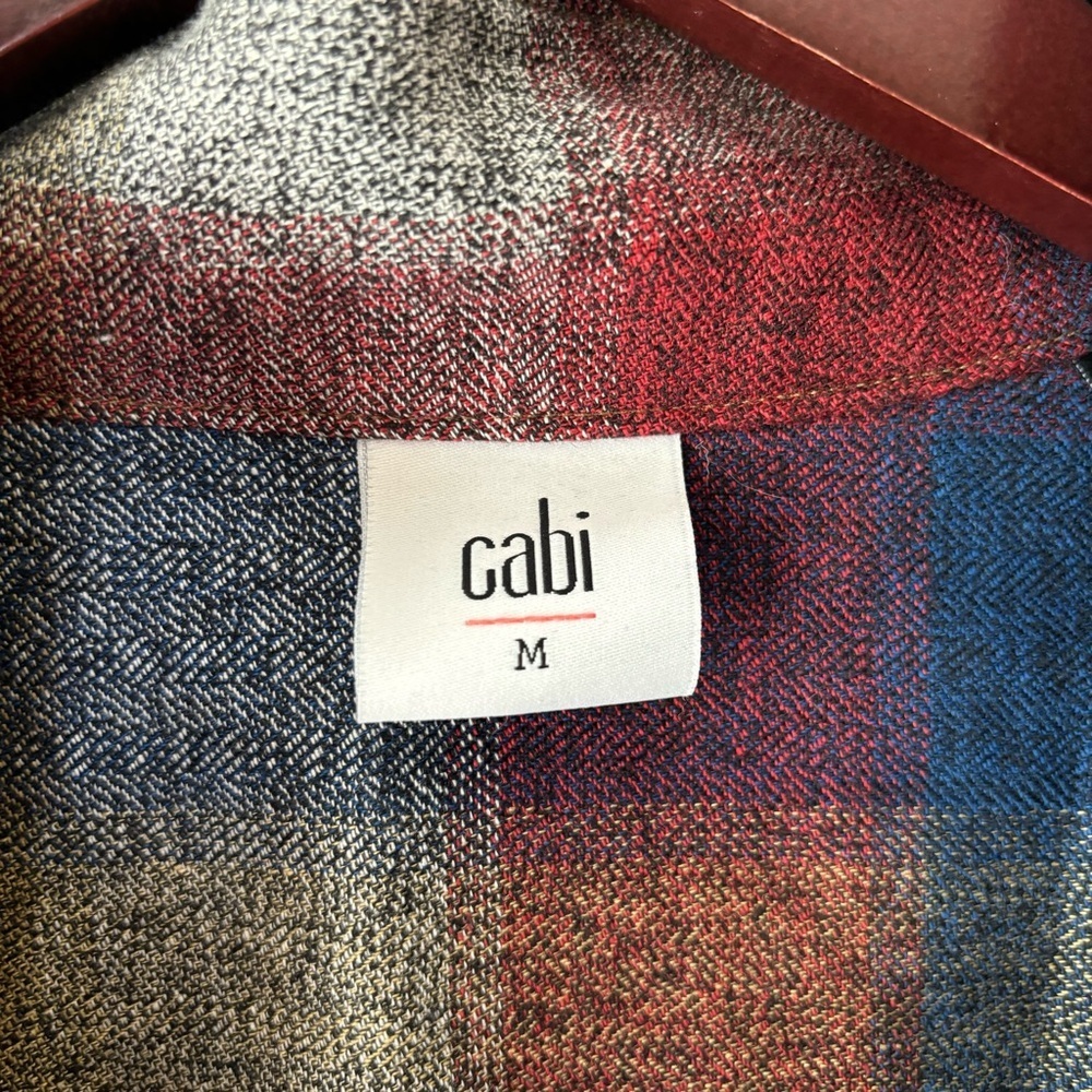 CAbi Plaid Collage Flannel Full Zip Pearl Multicolor Shacket Women’s Size M 3555 - Picture 3 of 7